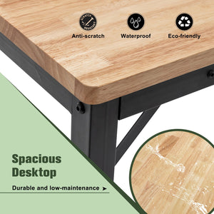 English Elm Adjustable Height Workbench 60" Rubber Wood Top with Power Outlets, 2000 lb Capacity, Heavy-Duty W1422P218519