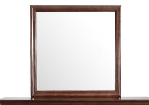 English Elm Louis Elegant 38-inch Vanity Mirror with Low-Distortion Glass and Warm Wood Veneer Frame for Décor Beige 40 L x 39 W x 2 H B078108198