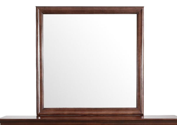 English Elm Louis Elegant 38-inch Vanity Mirror with Low-Distortion Glass and Warm Wood Veneer Frame for Décor Beige 40 L x 39 W x 2 H B078108198