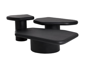 Sunpan DETTI Coffee Table - Sculptural Matte Black Concrete End Table for Indoor & Outdoor Elegance 112620