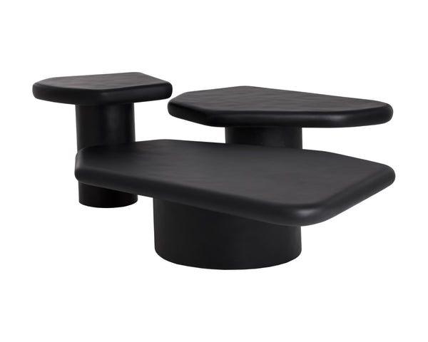 Sunpan DETTI End Table - Sculptural Matte Black Concrete Accent Piece for Modern Living Spaces & Patios 112618