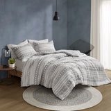 Urban Habitat Rowan Modern/Contemporary Striped Clipped Jacquard Duvet Cover Set UH12-2489 Grey