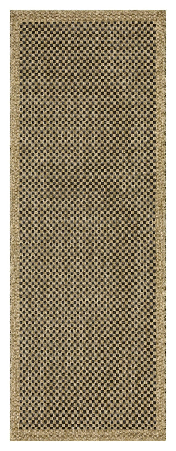English Elm Earth Jute/Black Area Rug 2'7" X 7'3" - Durable Indoor/Outdoor Design, Pet-Friendly & Easy Care B186P198819