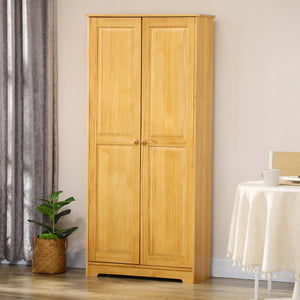 English Elm Homcom 67" Pinewood Pantry Cabinet With Adjustable Shelves & Soft-Close Doors For Kitchen Storage W2225P229422