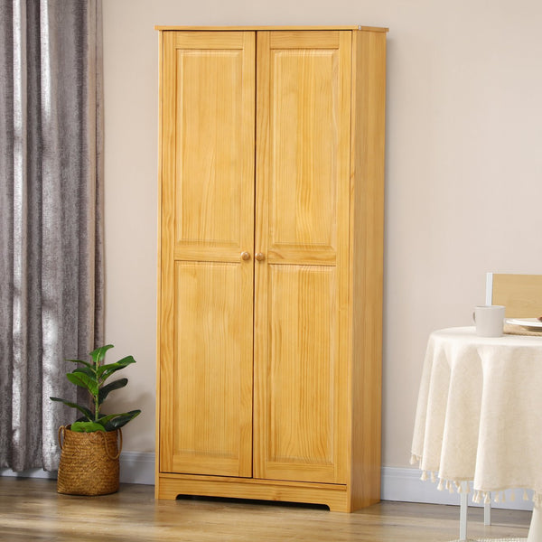 English Elm Homcom 67" Pinewood Pantry Cabinet With Adjustable Shelves & Soft-Close Doors For Kitchen Storage W2225P229422