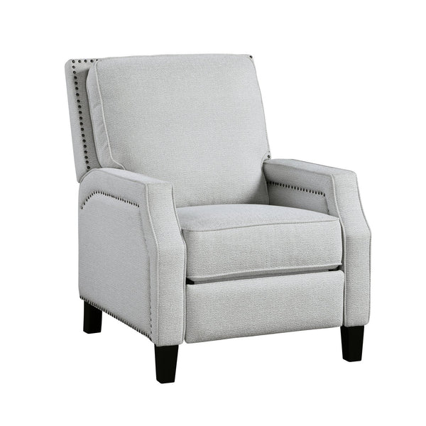 English Elm Push Push Back Reclining Chair Gray Chenille with Nailhead Trim Transitional Comfort Seat Recliner 93 B011P264613