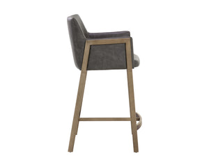 Sunpan Bernadette Stylish Barstool with Antique Brass Frame and Durable Faux Leather for Chic Interiors Kendall Grey