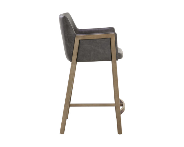 Sunpan Bernadette Stylish Barstool with Antique Brass Frame and Durable Faux Leather for Chic Interiors Kendall Grey