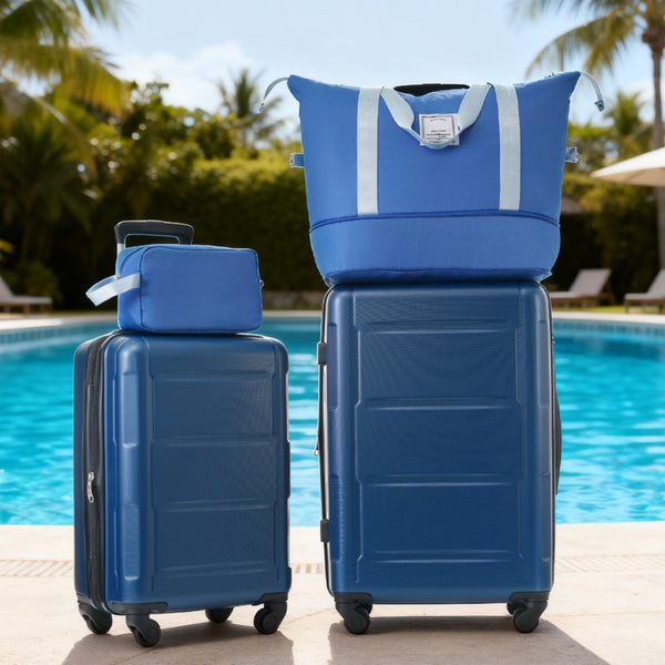 English Elm 2 Piece Abs Hard Shell Spinner Luggage Set with Tsa Lock Expandable Travel Suitcases Blue N732P198744C