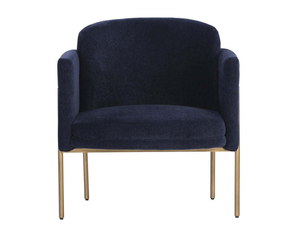 Sunpan Richie Lounge Chair - Modern Comfort with Elegant Design, Perfect for Stylish Living Spaces and Relaxation Antique Brass / Danny Navy