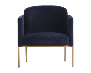 Sunpan Richie Lounge Chair - Modern Comfort with Elegant Design, Perfect for Stylish Living Spaces and Relaxation Antique Brass / Danny Navy