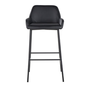 English Elm Fixed-height Industrial Counter Stools Tufted Faux Leather Black Metal Set of 2 B202S02157