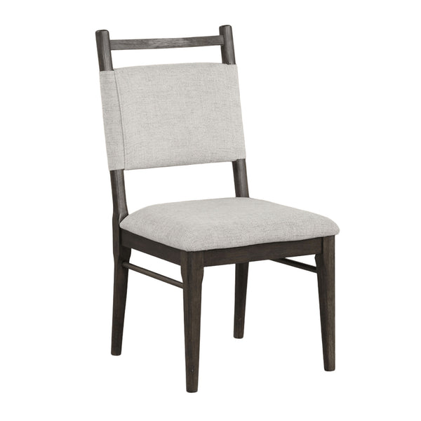 English Elm 7pc Modern Farmhouse Dining Set with Gold Chevron Trim 72" Table & Upholstered Chairs, Elegant Centerpiece Dark Walnut 76 L x 44 W x 7 H B2741S00100