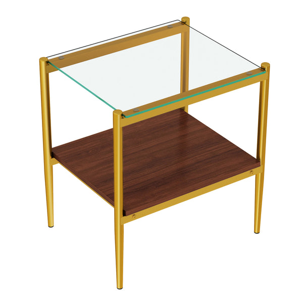 English Elm Coffee Table Set Of 3 With Tempered Glass & Mdf Storage Layer - Modern Living Room Tables! W241S00051