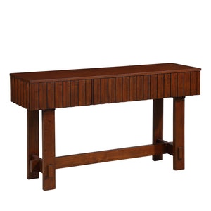 English Elm 52 Mid Century Fluted Console Table with 3 Smooth-Glide Drawers, Solid Pine Legs, Entryway Accent Cherry W1202P227360