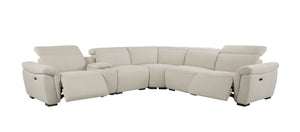 English Elm Dayana Beige Boucle Power Recliner Sectional Sofa for 5 with Dual Power Recliners, Cupholders, Storage, Adjustable Headrests, Cozy D27 Foam B2726S00119