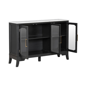 English Elm Christopher Knight Home® - Storage Cabinet - Stylish 3-Door Organizer For Entryway & Dining Room | Black & White Finish, Large Space N780P330602B