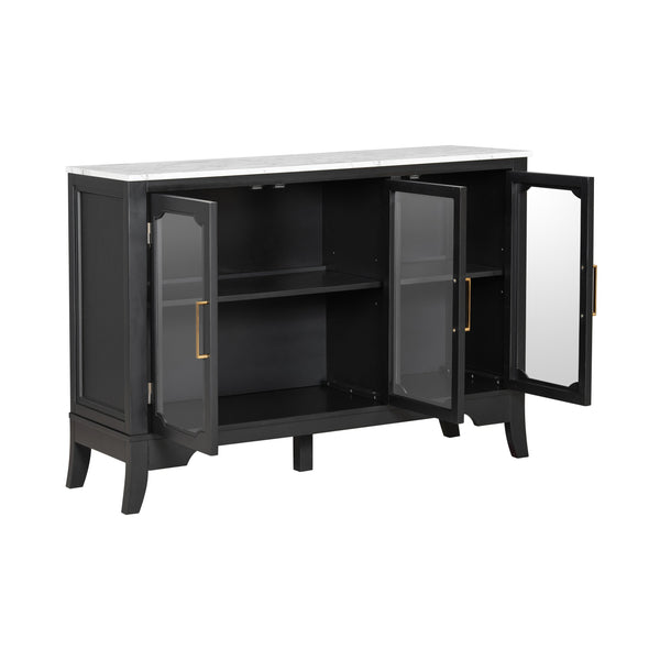 English Elm Christopher Knight Home® - Storage Cabinet - Stylish 3-Door Organizer For Entryway & Dining Room | Black & White Finish, Large Space N780P330602B