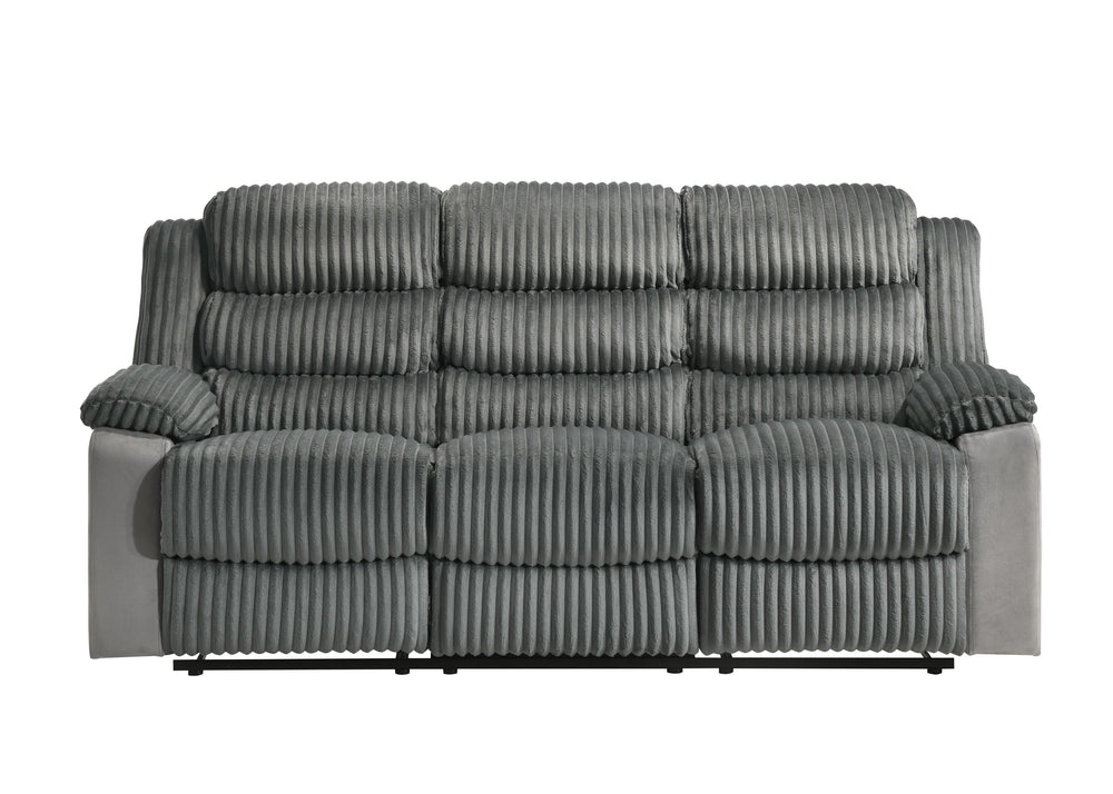 English Elm Lesley Gray Corduroy & Velvet Motion Sofa with Pocket Coil Seats, Pillow-Top Arms, 220lb Capacity B2726P320778