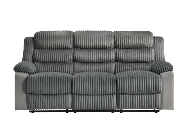 English Elm Lesley Gray Corduroy & Velvet Motion Sofa with Pocket Coil Seats, Pillow-Top Arms, 220lb Capacity B2726P320778