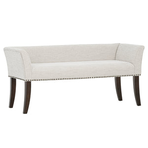 JLA Home Madison Park - 49.5" Welburn Upholstered Bench with Low Back, Nailhead Trim & Wood Legs for Entryway Seating Cream MP105-1272