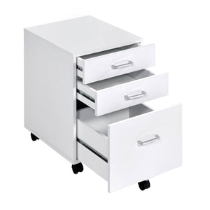 English Elm White White and Chrome 3-Drawer Rectangular File Cabinet with Casters, Sleek Modern Storage Solution for Office Use B062P184520