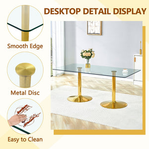 English Elm Scalable Extendable Dining Set with Wood Grain Table and Gray Linen Chairs 8 Piece Black,Gold,Transparent W1151S04560