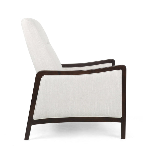 English Elm Christopher Knight Home® - Fabric Recliner Chair Mid-Century Push-Back Upholstered Armchair with Thick Cushion and Birch Frame Beige 70449.00BGE