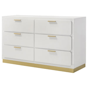 English Elm Sophia White 6-Drawer Dresser - Modern Mid-Century Elegance With Gold Accents For Stylish Storage B062P353391-GIGA