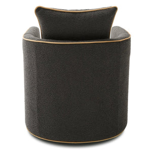English Elm Swivel Barrel Accent Chair Boucle Upholstered with 360 Base for Living Room Corners Dark Grey N763P376127R