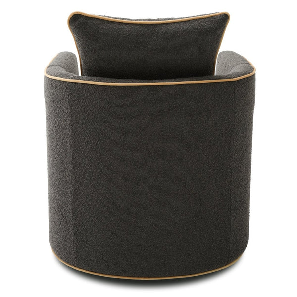 English Elm Swivel Barrel Accent Chair Boucle Upholstered with 360 Base for Living Room Corners Dark Grey N763P376127R