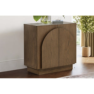 English Elm Mid-Century wooden sideboard buffet with arched doors and rounded edges, spacious storage, durable craftsmanship nurturing warmth Brown 33 L x 19 W x 29 H B011P367187
