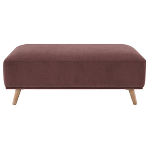 English Elm Amani Wine Red Corduroy Upholstered Ottoman – Plush Rectangular Footrest with Light Wood Legs, 51" Wide B062P299784