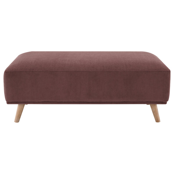 English Elm Amani Wine Red Corduroy Upholstered Ottoman – Plush Rectangular Footrest with Light Wood Legs, 51" Wide B062P299784