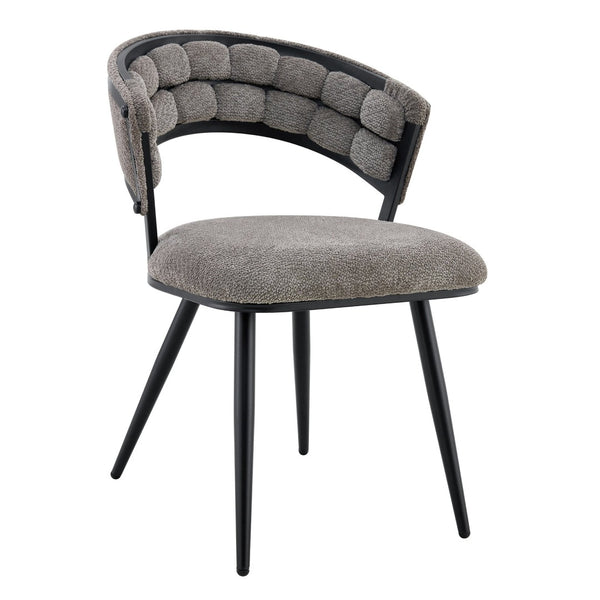 English Elm Set of 2 Tufted Chenille Upholstered Dining Chairs with Sleek Metal Legs Modern Black,Gray W1512P491842