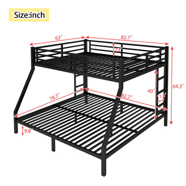 English Elm Metal Queen Over King Bunk Bed – Heavy-Duty, Space-Saving Design For Teens & Adults, Black Finish W1580S00072