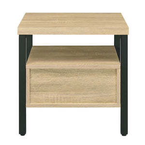 English Elm Oak Slim 1-Drawer Accent Table with Open Shelf and Metal Legs - Versatile Nightstand for Living Room hallway décor B062P186480