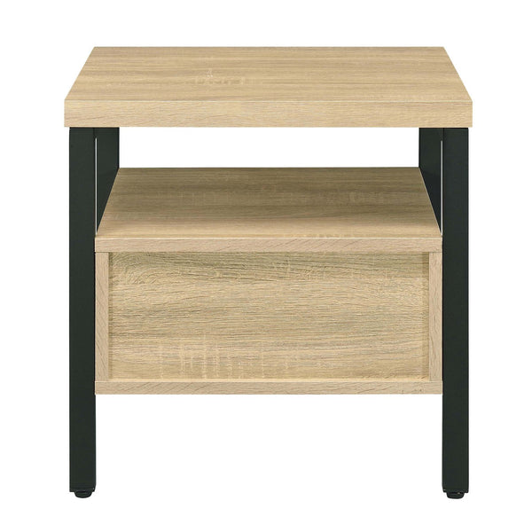 English Elm Oak Slim 1-Drawer Accent Table with Open Shelf and Metal Legs - Versatile Nightstand for Living Room hallway décor B062P186480