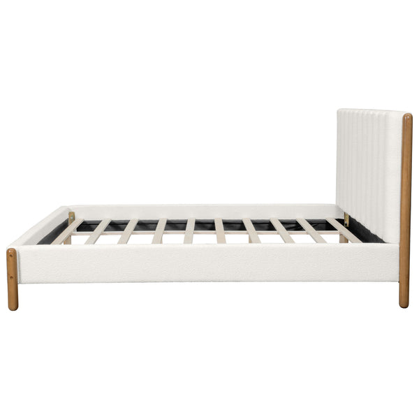 English Elm Christopher Knight Home® - King Boucle Upholstered Bed Frame with Plush Vertical Headboard, Solid Wood Legs, No Box Spring Needed White N757P256984K