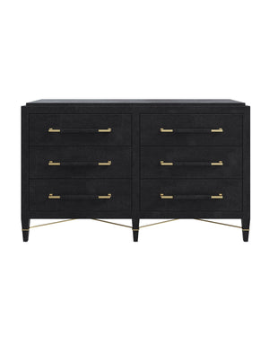 Currey & Company Verona Black Six-drawer Chest: Elegant Mahogany Design With Glamorous Champagne Accents And Luxury Touches Black Lacquered Linen ,Mahogany ,Engineered Wood ,Metal ,Faux Velvet 3000-0332-currey-company