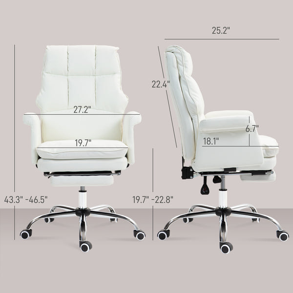 English Elm Homcom Executive Office Chair - Ergonomic Pu Leather Desk Chair With Footrest, Recline & Swivel W2225P250010