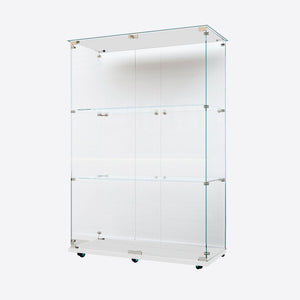 English Elm Tempered Glass Display Cabinet With Bluetooth Led Light, Lockable Storage For Wine & Collectibles W3155P268184-GIGA