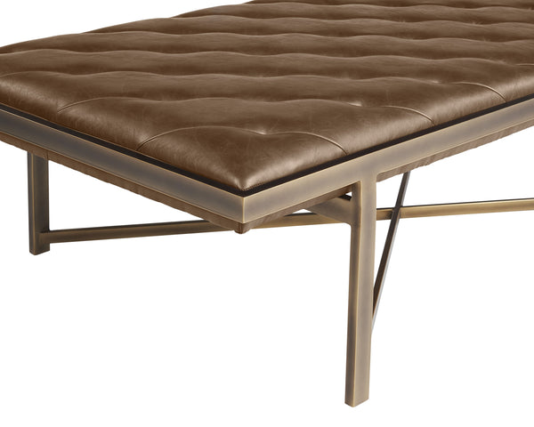 Sunpan Kayla Bench - Opulent Transitional Design with Tufted Upholstery and Elegant X-Base Frame Vintage Cognac