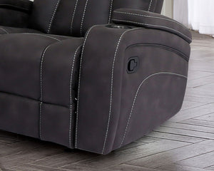 English Elm Transitional Multi-Function Glider Recliner with Channel Back, Cup Holders, Hidden Storage, Upholstered Comfort Dark Gray 39 L x 30 W x 28 H B2741P384501
