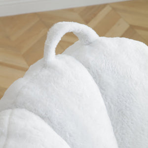 English Elm Giant Foam-Filled Bean Bag Chair with Footstool, Shell-Shaped Faux Fur Sofa for Gaming Reading уют White W2677P306793