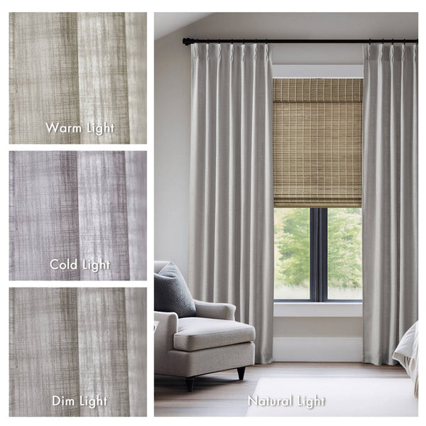 English Elm 2-piece Pinch Pleat Poly Linen Curtain Panels Tailored Formal Drape for Any Room Grey B035P482986