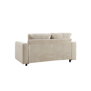English Elm Modern Minimalist Corduroy Sectional Sofa Set - Soft Beige Fabric With Black Legs For Stylish Comfort B347S00006
