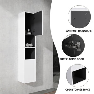 English Elm 12" Bathroom Side Cabinet - Wall-Mounted, Soft-Close Doors, Space-Saving Design For Modern Storage Solutions W999S00280