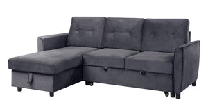 English Elm Humberto Velvet Sleeper Sectional with Reversible Chaise and Hidden Storage Space B2749S00195