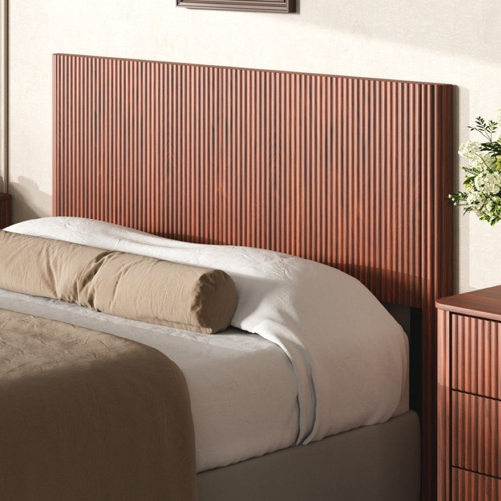 English Elm Modern Arched Corrugated Wood Queen Headboard Farmhouse Vintage Grain Bedroom Accent Walnut W1820P407908